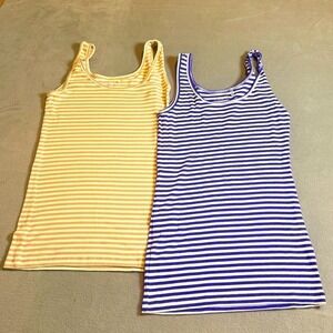 Caslon Yellow & Blue Striped Tank Tops